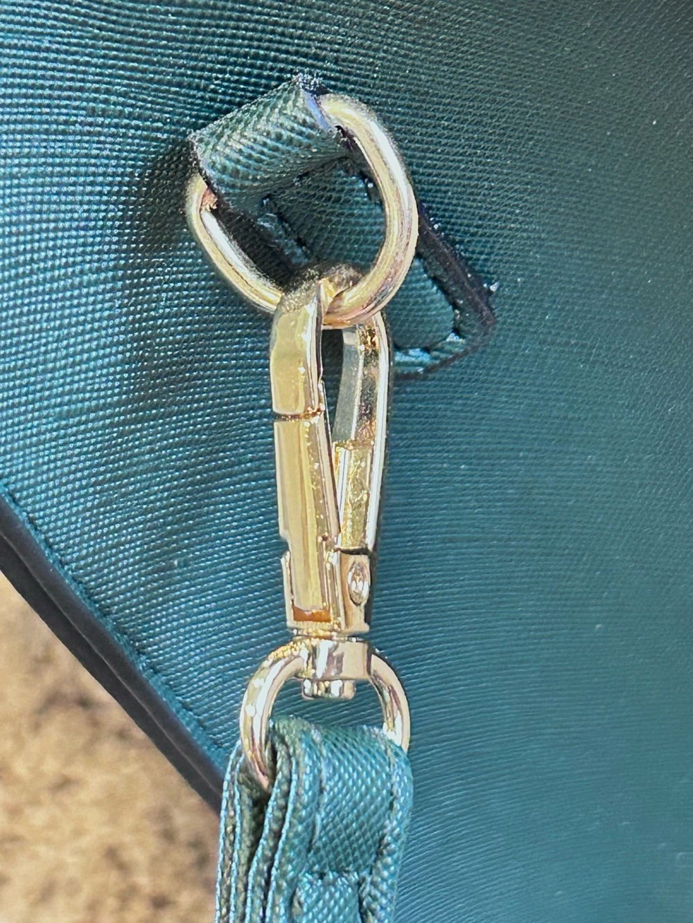 Badgley Mischka Vegan Saffiano Leather Emerald Green Crossbody Handbag 9x8 NEW - Picture 12 of 15